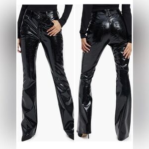 GOOD AMERICAN Good Classic Faux Leather Bootcut Pants in Black Size 27 Vegan
